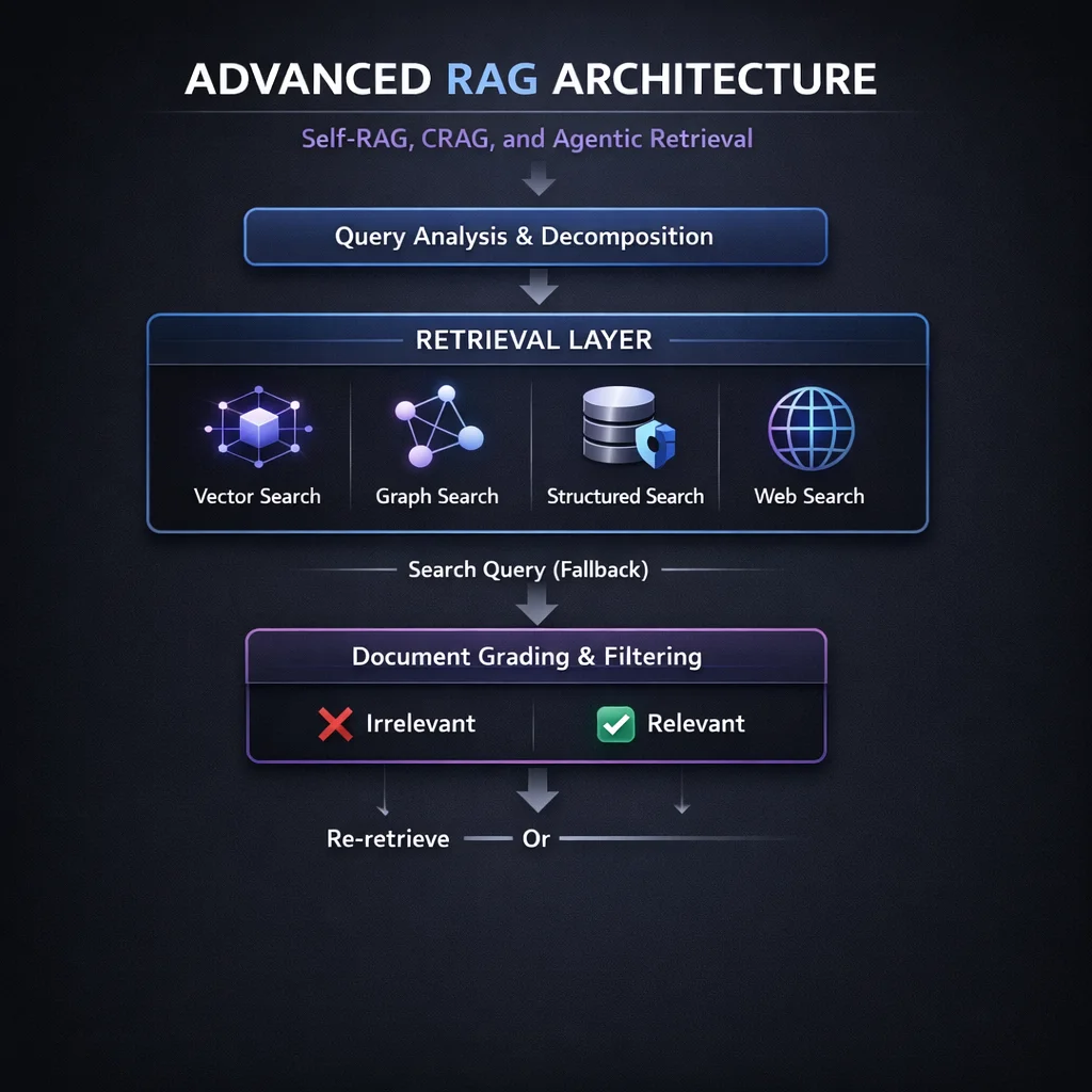 Diagram 2 from Advanced RAG Patterns: Self-RAG, CRAG, and Agentic Retrieval